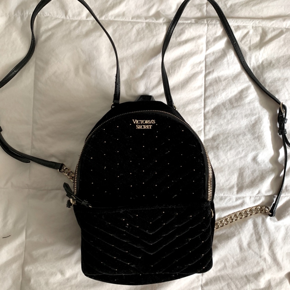 Victoria’s Secret Black Mini Backpack with chain